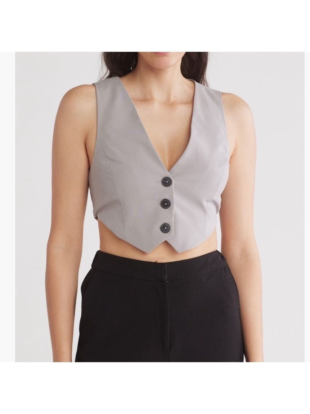 ASOS DESIGN- Crop vest Top-light grey-size 4 NWT